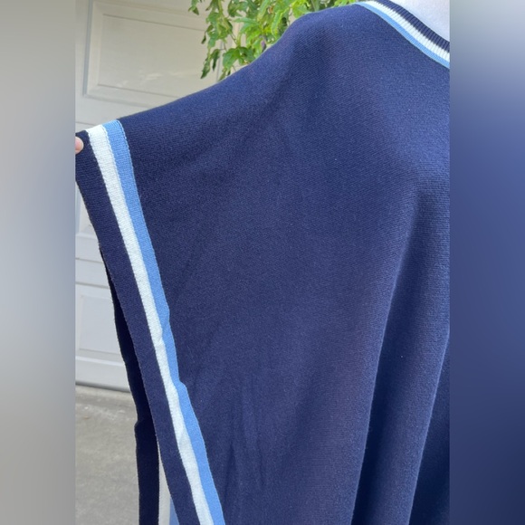 Women's Talbots Poncho sweater size M/L navy blue / white - Picture 4 of 6